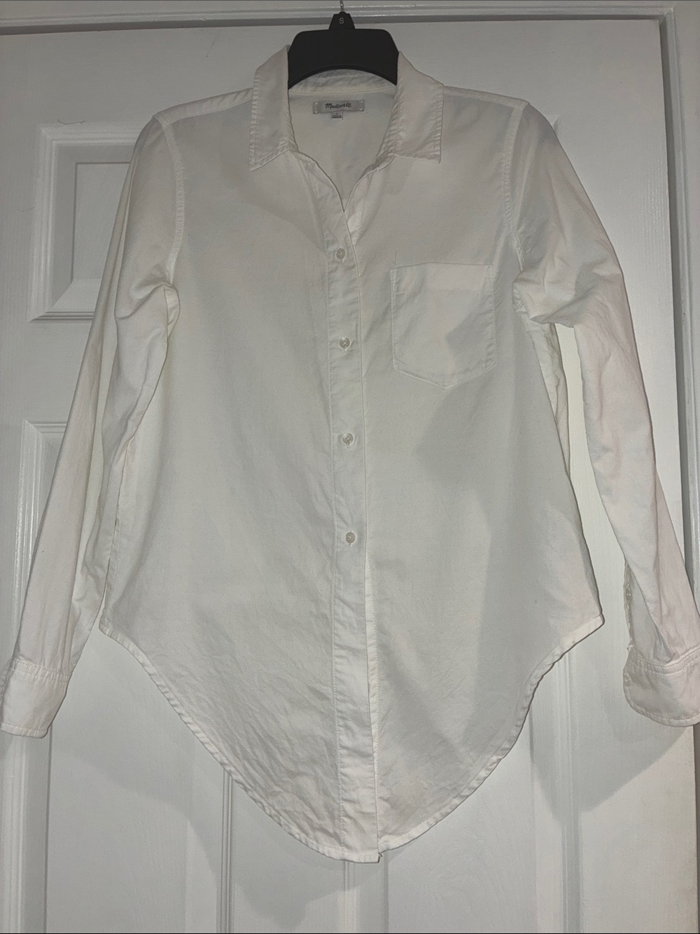MADEWELL Like New Women’s White Collared Button-Up Long Sleeved Shirt Size Small